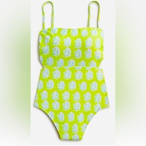 NWT, SZ Blockprints™ X J.Crew cutout one-piece swimsuit in green paisley, size 8